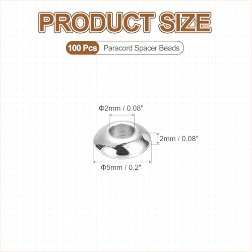 PATIKIL 100Pcs Stainless Steel Saucer Beads 2mm Hole Small Saucer Spacer Beads for DIY Jewelry Making Earrings Necklaces Crafts, Silver - size: 2 x 5 x 2mm (L x W x H)