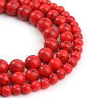Natural Stone Beads 6mm Red Turquoise Polished Round Smooth Gemstone Beads for Jewelry Making 15 Inch(Red Turquoise,6mm) - color: Red Turquoise, size: 6mm