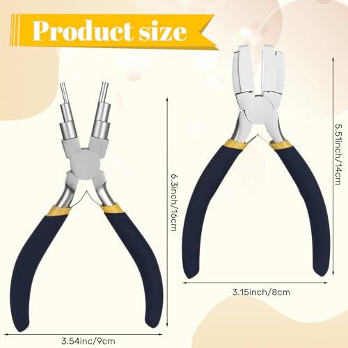 Mudder 2 Pieces Jewelry Making Tool Bail Making Pliers 6 in 1 Jewelry Wire Bending Pliers for Beading Looping Shaping Wire DIY Crafts(Blue and Yellow) - color: Blue and Yellow