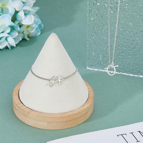 DICOSMETIC 2 Styles Sterling Silver Toggle Clasps Round and Heart Toggle Rings with 925 Stamped T-Ba Closure Connector Bracelet Clasp for Jewelry Making, 2 Sets