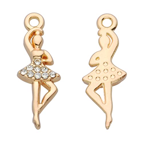 Pack of 20 Rhinestone Charms Gold Plated Pendants Pave Crystal Accessories for Necklace Bracelet Jewelry Making DIY Crafting - color: (Ballet)VID61701