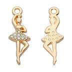 Pack of 20 Rhinestone Charms Gold Plated Pendants Pave Crystal Accessories for Necklace Bracelet Jewelry Making DIY Crafting - color: (Ballet)VID61701
