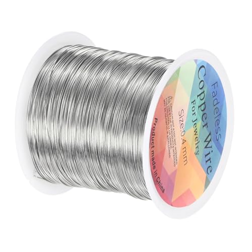 M METERXITY 0.4mm Jewelry Wire, 26 Gauge 328FT Craft Wire Copper Beading Wire for Jewelry Making/Planting/Weaving/DIY Crafting, Soft Metal Wires [100M, Silver White] - color: Silver White, size: 0.4mm 26 Gauge