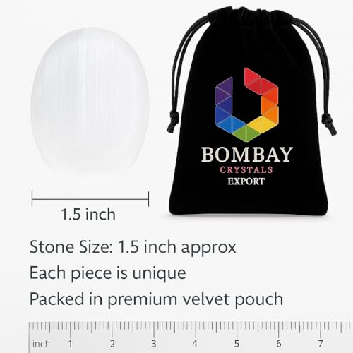 Selenite Worry Stone – Genuine Polished Palm & Thumb Stone for Clarity, Energy Cleansing & Crown Chakra – Travel Gift Crystal - color: Selenite