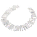 rockcloud Natural Rock Crystal Points Titanium Coated Clear Quartz Sticks Spikes Top Drilled 15 inch Strand,AB Crystal - color: #10-AB Crystal(Polished)