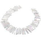 rockcloud Natural Rock Crystal Points Titanium Coated Clear Quartz Sticks Spikes Top Drilled 15 inch Strand,AB Crystal - color: #10-AB Crystal(Polished)