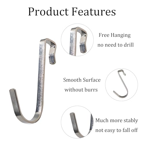 20Pcs J Shaped Stainless Steel Hanger Hook,Clip-on Wire Rack Hook, Hanging Sink Grid Hooks Wire Shelf Hooks for Kitchen Bedroom Office, Silver - color: Silver, size: 0.34"