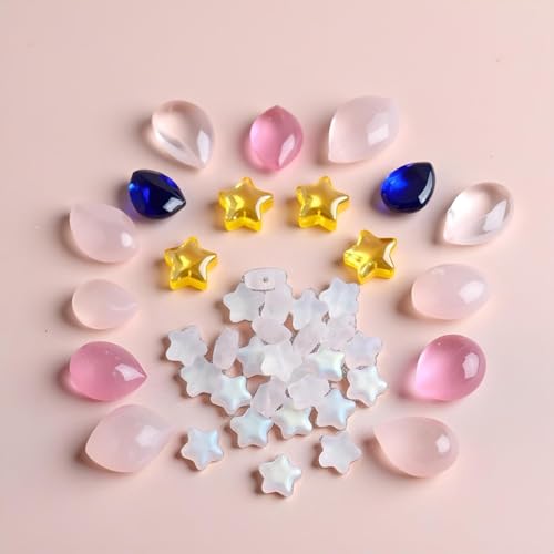 30 Pcs Crystal Glass Star Beads, Matte White 8mm Small Star Shape Crystal Lampwork Glass Loose Beads Lot for Jewelry Making DIY Jewelry Findings Beading Supplies