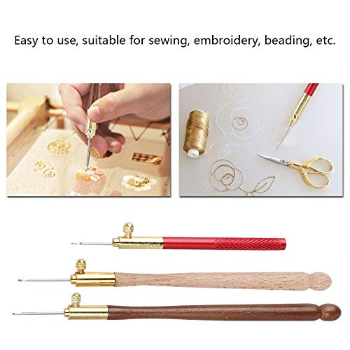Tambour Hooks Kit, Embroidery Crochet Hooks with 9 Needles Wooden Handle French Tambour Hook Latch Beaded Needle for Sewing Embroidery Beading Sequins Knitting DIY Sewing Tool