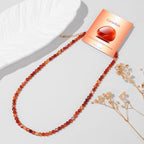Crystal Choker Necklaces for Women,4mm Handmade Natural Stone Choker Beaded Necklace Healing Crystal Necklace Gemstone Bead Necklaces for Women - color: Carnelian