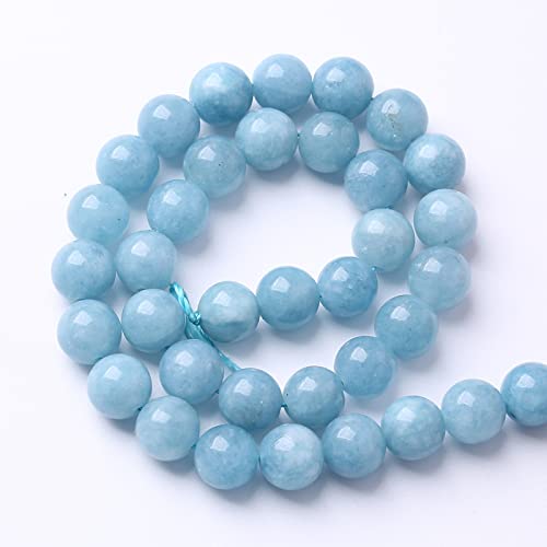 12MM 32PCS Blue Aquamarine Jade Loose Beads for Jewelry Making DIY Bracelet - color: Aquamarine Jade, size: 12mm