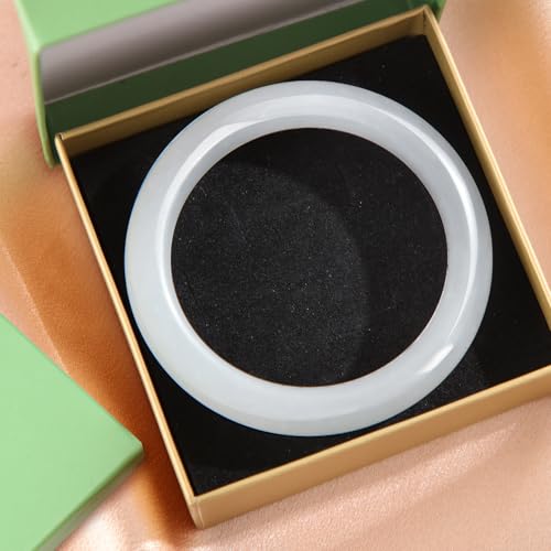 Landical 2.4'' Natural Jade Bracelet for Women Jade Bangle Bracelets with Box Good Luck Bangle Jewelry Gift for Mother - color: White