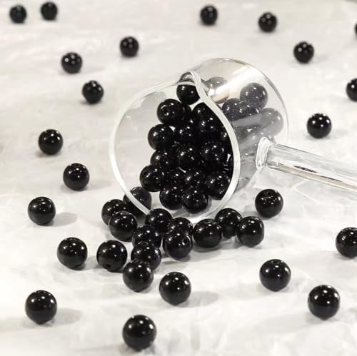 200PCS 8mm Glass Beads for Jewelry Making Soild Black Round Loose Beads for Bracelets DIY Crafts (Black) - color: Black