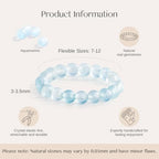 NLIEO Natural Gemstone Stretch Beaded Rings for Women Stackable Dainty Elastic Crystal Rings Jewelry - style: Aquamarine