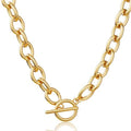 CHESKY 14K Gold Plated Chunky Necklace for Women, Trendy Paperclip Chain Necklace Thick Cross Heart Pendant Necklace Layered Herringbone Cuban Link Chain Toggle Necklaces Non Tarnish Jewelry - color: gold, style: paperclip