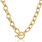 CHESKY 14K Gold Plated Chunky Necklace for Women, Trendy Paperclip Chain Necklace Thick Cross Heart Pendant Necklace Layered Herringbone Cuban Link Chain Toggle Necklaces Non Tarnish Jewelry - color: gold, style: paperclip