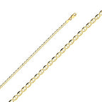 Ioka - 14K Yellow Solid Gold 3.4mm Flat Mariner Chain Necklace with Lobster Clasp