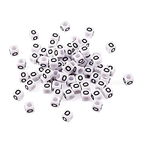 FASHEWELRY 300Pcs Cube White Acrylic Letter Beads 6x6mm Letter O Alphabet Beads for DIY Bracelet Necklace Jewelry Making - color: Letter O, size: 6x6x6mm