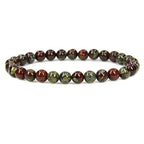 Angelstones Handmade Natural Healing Gemstone 6mm Round Beads Stretch Crystal Bracelet 7 Inch Unisex - color: Dragon Blood Jasper