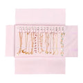 UnionPlus Travel Jewelry Roll, Faux Leather Necklaces Organizer Bag, Elastic Band and Anti-winding, Petal Pink - color: Leather Petal Pink, size: Medium