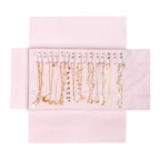 UnionPlus Travel Jewelry Roll, Faux Leather Necklaces Organizer Bag, Elastic Band and Anti-winding, Petal Pink - color: Leather Petal Pink, size: Medium