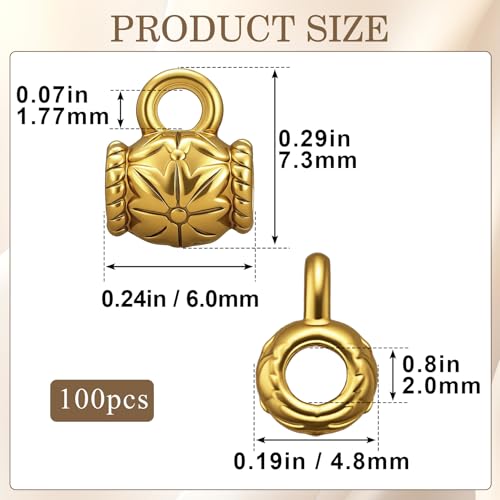 Joez Wonderful Links Bail Beads, Hypoallergenic Alloy Column Spacer Beads - color: Style D, 100 Gold