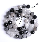 10MM 36PCS Natural Crystal Stone Black Rutile Quartz Gemstone 2A Grade Loose Beads for Jewelry Making DIY Bracelet Necklace Semi Precious Beads 1 Strand - color: Black Rutile Quartz, size: 10mm