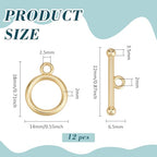BENECREAT 12 Sets 18K Gold Plated Toggle Clasps, 0.6inch T-Bar Closure Clasp, Closure Connector for Jewelry Making Findings Necklace Bracelet Craft DIY - color: Gold