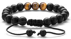 Hamoery Men Women 8mm Tiger Eye Stone Beads Bracelet Elastic Natural Stone Yoga Bracelet Bangle - color: Matte Tiger eye-21018