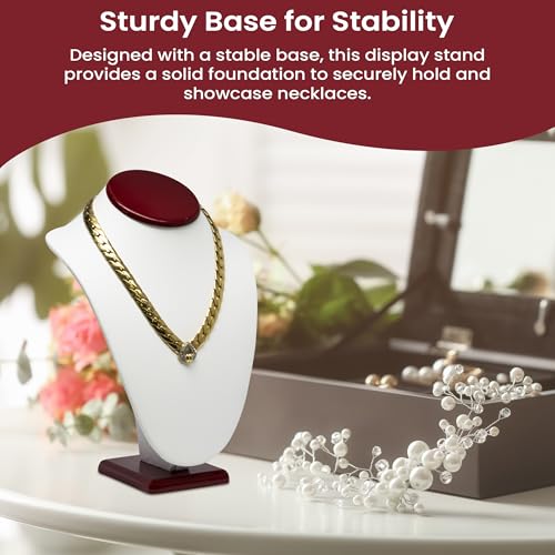 Novel Box Cherrywood/White Stand Jewelry Necklace Display 6.5x4x10 Inches - Freestanding Travel Necklace Holder Stand - Necklace Mannequin Organizer Stands - Necklace Displays Medium - color: Rosewood/White, size: Medium
