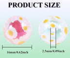 15Pcs Acrylic Beads Round 16mm UV Bead in Bead with Daisy Print Fit for DIY Jewelry Bracelet Necklace Keychain Beadable Pens Mobile Phone Chain Making Cute (Daisy-Mixed Color) - color: Daisy-Mixed color