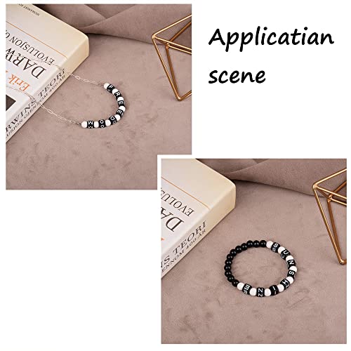 FASHEWELRY 500Pcs Acrylic Cube Letter Beads 5x5x5mm Black Square Letter T Alphabet Beads for DIY Bracelet Necklace Jewelry Making - color: Letter T
