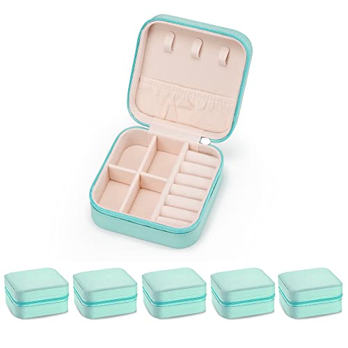 5pack/PU Leather Travel Jewelry Case, Mini Jewelry Box, Small Jewelry Organizer Portable Display Jewelry Storage Case for Rings Earrings Necklace Bracelet Bangle for Girls Women(Blue) - color: J5 - Blue