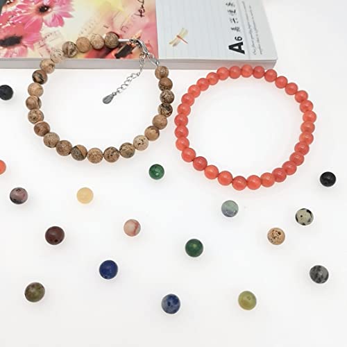 960pcs Natural Stone Beads 6mm Round Polished Loose Gemstone Crystal Energy Beads for DIY Jewelry Making (24 Materials A) - color: 24 Materials A, size: 6mm