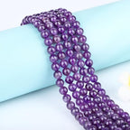 Natural Stone Beads Round Genuine Real Stone Beading Strand Loose Gemstones DIY Smooth Bead for Bracelet Necklace Earrings Jewelry Making (Amethyst, 8mm 45 Pieces) - color: Amethyst, size: 8mm 45pcs