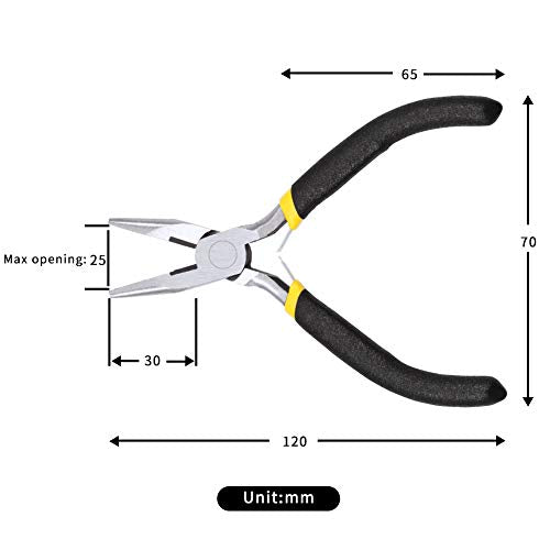 5 Inch Long Nose Pliers with Wire Cutter Smooth Jaws Mini Long Needle Nose Pliers for Jewelry Making Side Cutters Small Beading Pliers Micro Precision DIY Handcraft Tool - size: Chain Nose with Cutters