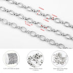 KYUNHOO 6.5FT/2M Oval Circle Chain Spool Silver Chain Roll Soldered Stainless Steel Chains Rolo Jewelry Chain with Connectors for Jewelry Making Supplies - color: Circle Silver