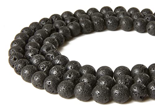 100pcs 10mm Black Lava Beads Natural Gemstone Beads Round Loose Beads for Jewelry Making - color: Black Lava, size: 10mm