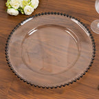 13" Charger Plates - Set of 24 - Clear/Black Round Acrylic Disposable Chargers with Beaded Rim, Ideal for Dinner Party Wedding Bulk Events - color: Clear/Black, size: 13" Charger Plate, 24 Pack