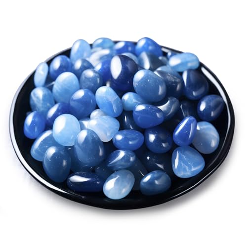 Polished Blue Aventurine Crystals - 72 Pcs, 0.5" 10 oz Handpicked Natural Tumbled Gemstones Rocks, Pebbles for Reiki, Chakra, Healing Home Decor - color: Blue Aventurine, size: 0.5"