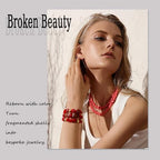 Chip Shells, 260pcs 5-8mm Irregular Beads with Holes, Light Red Shell & Crystal Chip Beads for Jewelry Making - color: Light Red