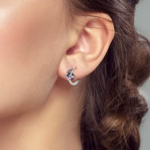 LAZA 925 Sterling Silver Hoop Earrings for Women, Sterling Silver Butterfly Hoops Colorful Flowers Hoop Huggie Earrings Hypoallergenic Jewelry Gifts for Women - color: Snakelike Earring