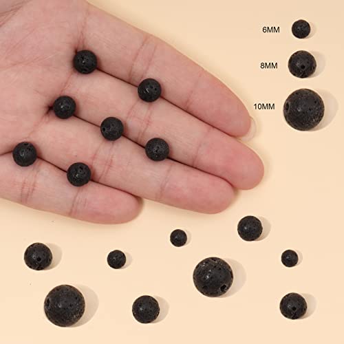 60pcs 6mm Natural Stone Beads Black Lava Beads Energy Crystal Healing Power Gemstone for Jewelry Making, DIY Bracelet Necklace - color: Black Lava, size: 6mm