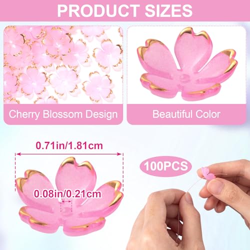 100pcs Cherry Blossom Beads, 5-Petal Pink Gradient Acrylic Flower Beads, Mini Spacer Hair Accessories Halloween Christmas for Bracelets Earring Jewelry Making - color: Pink Gradient, A Styles