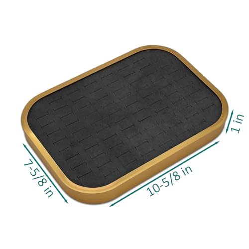 TheDisplayGuys - Aluminum Jewelry Organizer Display Tray - Faux Suede Insert - 76 Ring Holder Slots - Gold/Grey - color: Grey Suede, size: Ring Slots - 76, style: Aluminum - Gold