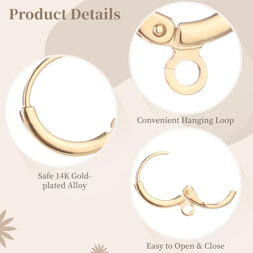 20 Pcs Gold Plated Earring Hooks Small Round Earring Hoops with Loops Jewelry Making Supplies for DIY Dangle Earring Making - color: Gold
