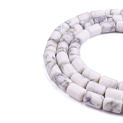BEADIA Natural White Howlite Cylinder Stone Loose Semi Gemstone Beads for Jewelry Making 10mmx14mm 38cm - color: White Howlite, size: 10mm x 14mm