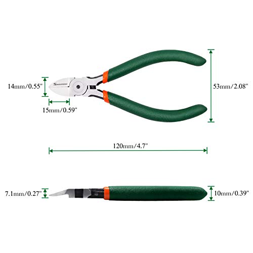 SPEEDWOX Mini Flush Cutters 4.5 Inch Wire Flush Cutters Side Cutters with Spring Functional Precision Tools for Cutting Electronics Wires Jewelry DIY and Handmade - size: 4.5"