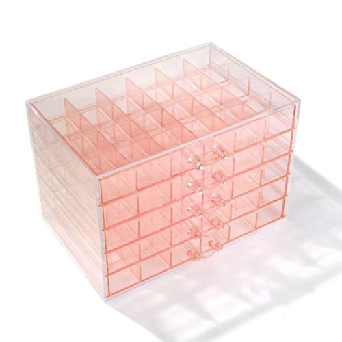 Feadily Acrylic Jewelry Organizer Box, Jewelry Drawer Organizer With 5 Drawers 120 Grids, Pink - color: Pink, size: 120 Grids