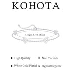 KOHOTA Silver Gold Bracelets for Women Trendy 14K Gold Plated Bracelet for Women Non Tarnish Dainty Stackable Clover Flower Heart Butterfly Diamond CZ Charm Station Bracelets Stack Jewelry Gifts - color: E: Heart-Silver